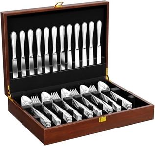 Sueuapp Walnut Silverware Storage Box,Silverware Flatware Case with Felt Lined,Silverware Chest without Silverware,Silverware Organizer with Lid,Flatware Storage Box for 12 sets of Utensils