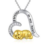 LONAGO Dog Necklace 925 Sterling Silver Forever in My Heart Cute Dog Pendant Necklace Jewelry for Women