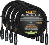 WORLDS BEST CABLES 4 Units - 10 Foot - WBC-PRO-Quad Ultra-Silent Ultra-Flexible Balanced Star-Quad Cable with Neutrik Male & Female XLR Plugs & Black Tweed Jacket