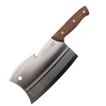 Kitory Meat Cleaver Butcher Knife Bone Cutter Chef Knife Multi-Purpose Dual Edges Heavy Duty Kitchen Chopper Knife for Bone Meat Vegetable with Ergonomic Pearwood Handle