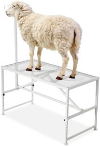 Garvee Goat Milking Stand, 47x23 Inch Livestock Stand, Metal Sheep Milking and Shearing Stand 21" to 33" Adjustable Height, with Headpiece and Nose Loop