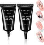 Makartt Rhinestone Glue for Nails - 60G No Wipe Super Strong Nail Gem Glue Bling Gel for 3D Decorations Nail Art Gems Jewelry Diamond for Nails Techs Supplies Beginners Nail Lamp Required