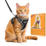 Halypet Cat Harness and Leash Set [H600 Pro] Escape Proof Cat Harness for Walking, Adjustable Breathable Comfortable Travel Cat Leash, Reflective Strips Kitten Harness Black S