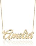 PiscesJD Personalized Name Necklace in 18K Gold Plated Stainless Steel – Customizable Font,Color & Length – Elegant Script Design – Ideal Gift & Girls, Gold Plated, No Gemstone