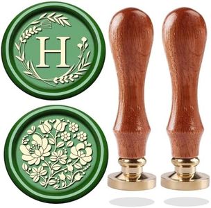 WUERLIN Initial Letter Alphabet H Wax Seal Stamp, Wicker Eucalyptus Sealing With Flower for Wedding Invitation, Gift Wrap, Envelopes, Christmas Card