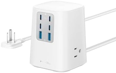 Anker Charging Station(100W), 9-in-1 USB C Power Strip with 300J Surge Protection, For iPhone 15 and MacBook, 5 ft Flat Cable and Plug, 4 USB-C and 2 USB-A Ports, 3 AC Outlets, For Home, Office[White]