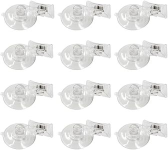 LJY 12 Pieces 45mm Suction Cup Clip Advertising Pop Display Business Cards Holder Stand Clear Clamps for Fridge Shower Aquarium