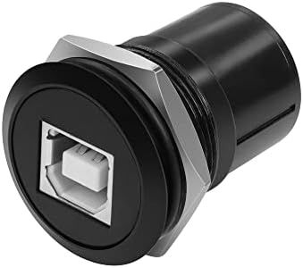 QIANRENON USB B a USB2.0 Fijación Roscada Impresora Adaptador USB Type B Hembra a USB 2.0 Hembra Panel Montaje Redondo Conector, para Impresora Escánere Unidades Extraíbles de 3,5", Monitore
