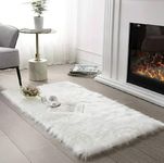 CUKA Faux Sheepskin Fur Area Rugs Round Fur Throw Rug Floor Mat Circular Carpet for Bedroom Soft Circle Kids Play Mat (2x3 feet, white Faux Fur 2)