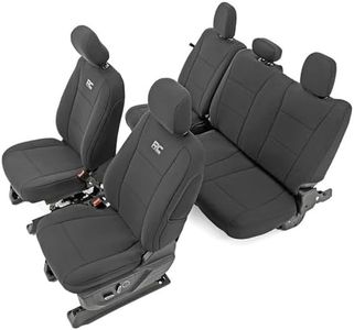 Rough Country F&R Neoprene Seat Covers for 15-22 F-150 | 17-22 F-250/350-91018, Front/Rear, Black