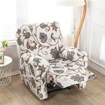 Stretch Recliner Cover Printed Chair Slipcovers 4 pcs in 1 Set Recliner Covers with Pockets 1 seat Printed Fallon Collection Slipcover Recliner Furniture Protector, Elastic Bottom (Lovely)