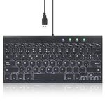 Perixx PERIBOARD-429 Mini Keyboard with Backlight, Slim and Lightweight Design; Multimedia Keys, for PC, Laptop, Black, Configuration