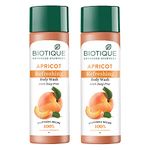 Biotique Bio Apricot Refreshing Body Wash | Keeps Skin Fresh and Clean | Brightens Skin and Reducing Dark Spots | 100% Botanical Extracts | Suitable for All Skin Types | (Pack Of 2)