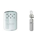 Zippo Unisex's Hour Heat Easy Fill Re-Useable Hand Warmer, Chrome 12 Hr & Fuel Canister Keychain | Refill Lighter Fluid | Refill Windproof Lighter & Zippo Refillable Hand warmer