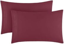 Mellanni Pillow Cases - Luxury, Extra Soft, Cooling Pillow Covers - 2 PC Iconic Collection Pillowcases - Envelope Closure (King 20" x 40", Burgundy)