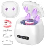 HANNEA Ultrasonic Cleaning Machine UVC+UVA Dual Sterilization Ultrasonic Cleaner 45kHz High-Frequency Cleaning with 3 Modes, Stainless Steel Cleaning Pod, USB Cordless Cleaner for Night Guard