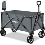 Homgava Collapsible Folding Wagon Cart, Large Capacity Camping Wagon, All Terrain Foldable Wagon, Heavy Duty Utility Wagon Cart for Grocery Outdoor Beach Gardening Shopping Fishing Grey