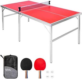 GoSports 6 ft x 3 ft Mid-size Table Tennis Game Set - Indoor / Outdoor Portable Table Tennis Game with Net, 2 Table Tennis Paddles and 4 Balls