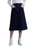 Codaisy Below Knee Length Denim A Line Blue Skirt (44)