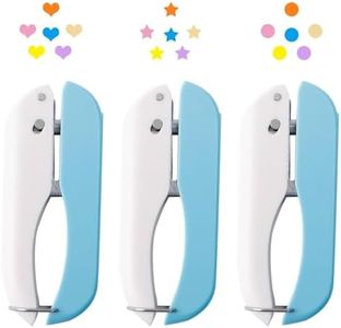 UCEC 3 Pack Paper Craft Hole Punch Shapes, 1/4 Inch Single Hole Puncher for Crafts, Small Handheld Circle Star Hole Punch Heart Hole Punch, 3 Heart Star Hole Puncher for Tags Clothing Ticket