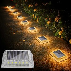 Soslina Solar Step Lights, Solars Deck, Warm White Dock, Outdoor Waterproof Solar Powered Light for Garden Patio Sidewalk Runway Pathway Driveway Dock, 8 Pack