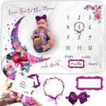 Luka&Lily Baby Monthly Milestone Blanket Girl - 60"x40" Moon Baby Month Blanket for Girls - First Year Calendar Growth Chart - Baby Girl Shower Gifts