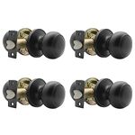 Probrico Passage Interior Door Knobs Hallway or Closet Door Handle Keyless Black Door Knobs Indoor Stainless Steel 4 Pack