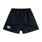 Canterbury Kid's Professional Polyester Shorts | Rugby Short | Internal Drawstring & Pockets | Gym/Training Short, Black, Age 10 (M)