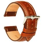 B&E Quick Release Leather Watch Bands Strap - Elegant Wristband Padded Watch Band Bracelet Replacement for Men & Women - 16mm 18mm 19mm 20mm 22mm