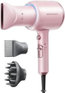 Wavytalk Professional Hair Dryer with Diffuser 1875W Power Dryer, Blow Dryer Ionic Hair Dryer for Women with Constant Temperature, Fast Drying &Low Noise, Millennial Pink