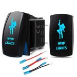 Youngneer 2Pack Rocker Switch Kit for Polaris Ranger RZR Winch UTV Boat Light Bar Marine Car with Jumper Wire 5PIN Laser Blue LED Light Whip On-Off Momentary Rocker Toggle Switch 20A 12V
