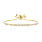 Philip Jones Gold Plated 2mm Adjustable Tennis Bracelet Created with Zircondia® Crystals