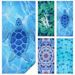 flintronic Microfiber Oversized Lightweight Beach Towel 180x80cm Extra Large Thin Sand Free Towels Travel Swim Pool Camping for Adults Women Men Beach Essentials Vacation Gift-Turtle