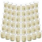 Belle Vous Unscented Clear Glass Filled Votive Candles (48 Pack) - 12 Hour Burn Time - Clear Glass Holders with Hand Poured Warm White Wax Candles - Ideal for Weddings, Spas, Aromatherapy & Home Decor