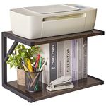 IBUYKE 2-Tier Desktop Printer Stand Holder, Multi-Purpose Desk Organizer Storage Shelf, Book Shelf Printer Shelf for Fax Machine, Scanner, Files, Books,Microwave Oven, Dark Grey TLJ004G