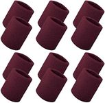 TOPTIE 12 PCS Wrist Sweatbands for Women, Sports Sweat Wristbands for Men, Athletic Sweat Bands for Football Tennis Running Basketball Working Out-Maroon