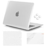 iCasso for MacBook Air M1 Case Cover 2021-2018 Release A2337 A1932 A2179,Laptop Cover Case and Laptop Keyboard Cover,Only for MacBook Air 13'' with Touch ID Retina Display-Transparent Clear