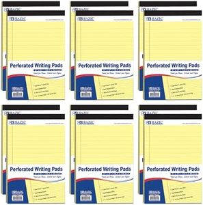 BAZIC Products Perforated Writing Pad, 50 Sheets 5x8 Inch, Jr. Lined Ruled Memo Writing Pads Note Paper for Office School Student, Total 12 Count