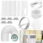 Plusluck Portable Air Conditioner Window Vent Kit, 12Pcs with 6 Slide Seal Plates & 5.9” Exhaust Hose, Adjustable Portable AC Window Kit for Ducting Universal for Sliding Horizontal & Vertical Windows