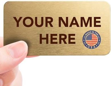 Magnet Me Up Custom Metallic Name Tag Badge - 1.5"x3" Text Only- 20 mil Gold Aluminum, Personalized Logo & Name, Full Color, Customizable Identification Label for Business & Employee, Made in USA