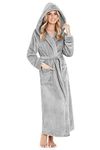 CityComfort Dressing Gowns For Women, Soft Fleece Women's Robes (Grey, M)