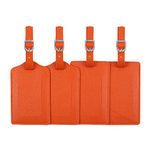 Luggage Tags, Microfiber Leather Personalized Suitcase Tag Set Luggage id Tags Labels Travel Accessories-Set of 4(Orange)