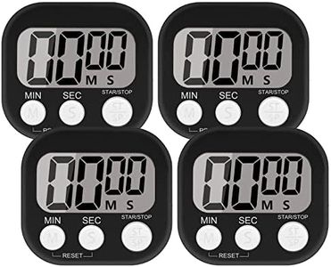 4 Pezzi Timer Cucina Magnetico, Forte Allarme Timer da Cucina per Bambini, Studio, Esercizio, Timer Digitale con Interruttore ON/OFF (4 Pezzi Nero)