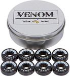 Yellow Jacket Premium Skateboard Bearings – Titanium Coated, Ceramic Balls – Pro Longboard Bearings – High Speed, Precision for Skateboards, Longboards, in-Line Skates – Pack of 8 (Black Venom)