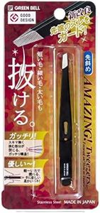 GREEN BELL Takumi no Kikatsu Green Bell Tweezers with Beveled Tip (Black)