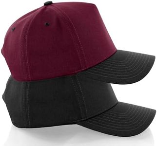 Daxton Men Original Trucker Hat Cotton Twill with Adjustable Snapback 5 Panel A-Frame Cap, 2 Pack - All Black, Burgundy Black