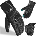 WFX Leather Motorbike Motorcycle Gloves Touchscreen Hard Knuckles Gloves Heavy Duty Thinsulate Windproof Waterproof Warm Summer Winter Thermal Carbon Shell Gloves Riding Hiking Outdoor (Black, L)