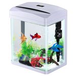 SANOSY 2 Gallon Aquarium Starter Kit Small Glass Betta Fish Tank Desktop Mini Fish Bowl for Shrimp Goldfish with Filter Pump LED Light