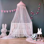 Bed Canopy Hanging Tents Mosquito Net Netting Curtains for Kids Children Room Decoration, Princess Baby Bed Canopy Crib Tent with Stars Decoration, Pink