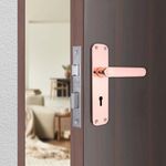 Godrej Locking Solutions and Systems Mortise LockIDoor Handle Set|Elc 09|6-Lever Locking Mechanism|Reversible Latch|For Wooden Doors(Rose Gold)-Steel